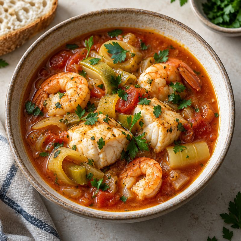 Provençal Fisherman's Stew with Cod & Shrimp