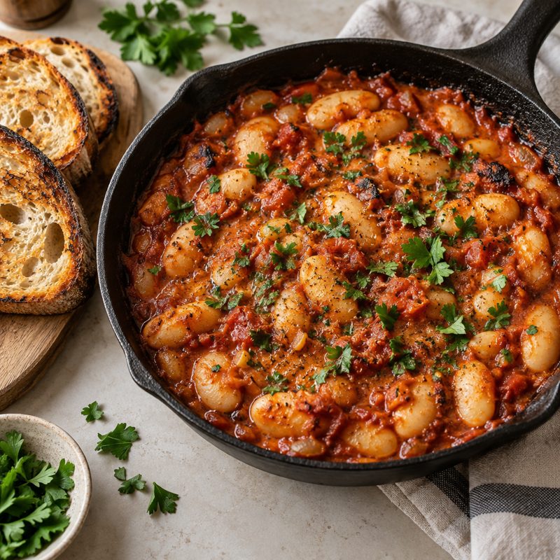 Greek Baked White Beans with Tomatoes and Oregano