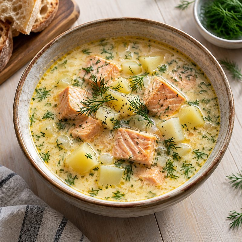 Classic Swedish Salmon and Dill Soup