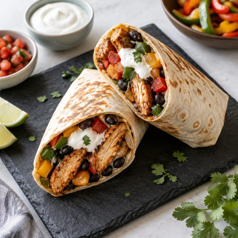Spiced Mexican Chicken and Bean Wraps