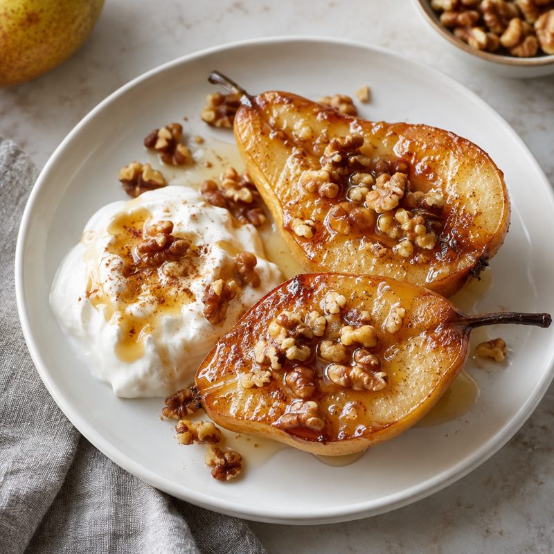Honey-Roasted Pears with Walnuts