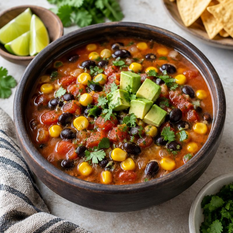 Zesty Mexican Black Bean and Corn Soup