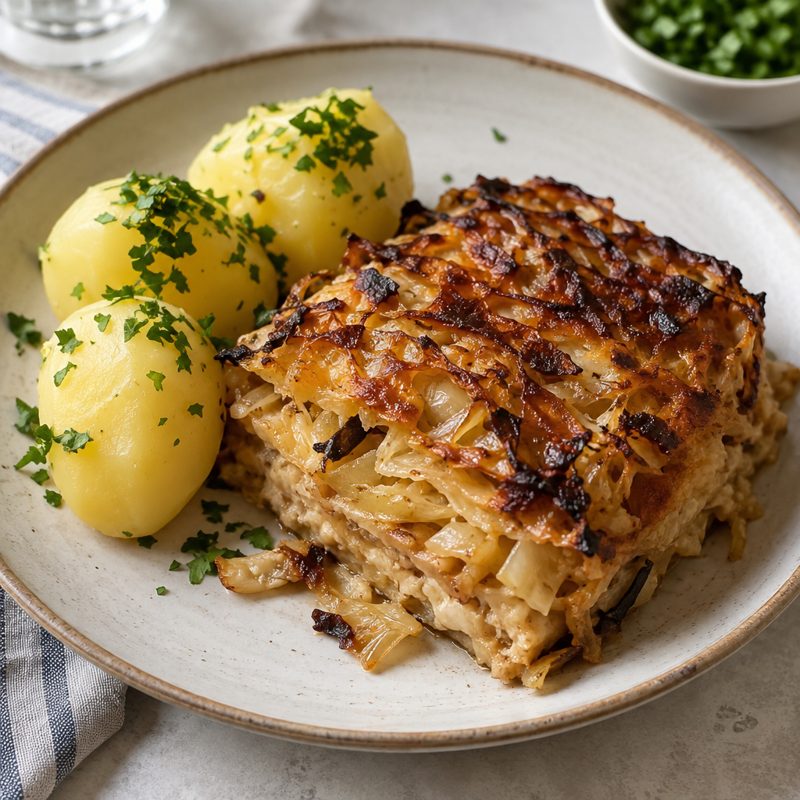Swedish Caramelized Cabbage Pudding