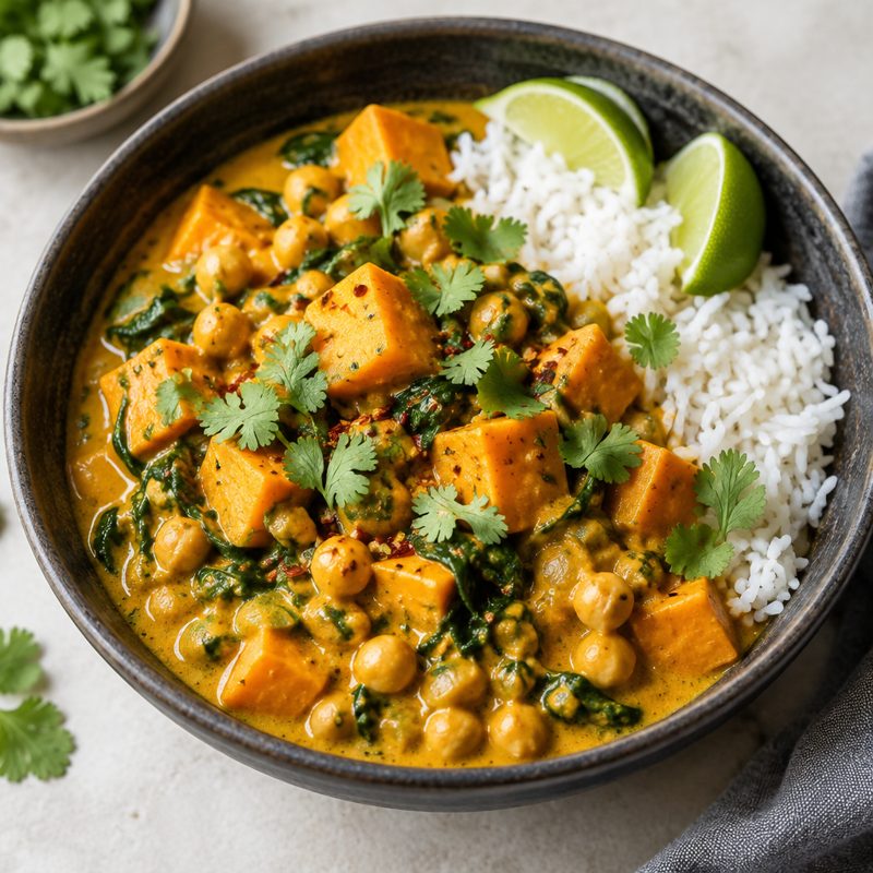 Thai Coconut Chickpea and Sweet Potato Curry