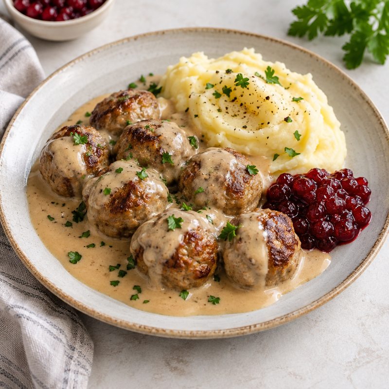 Classic Swedish Meatballs with Cream Sauce