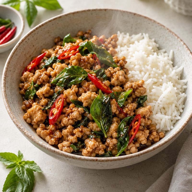 Speedy Thai Basil Minced Chicken