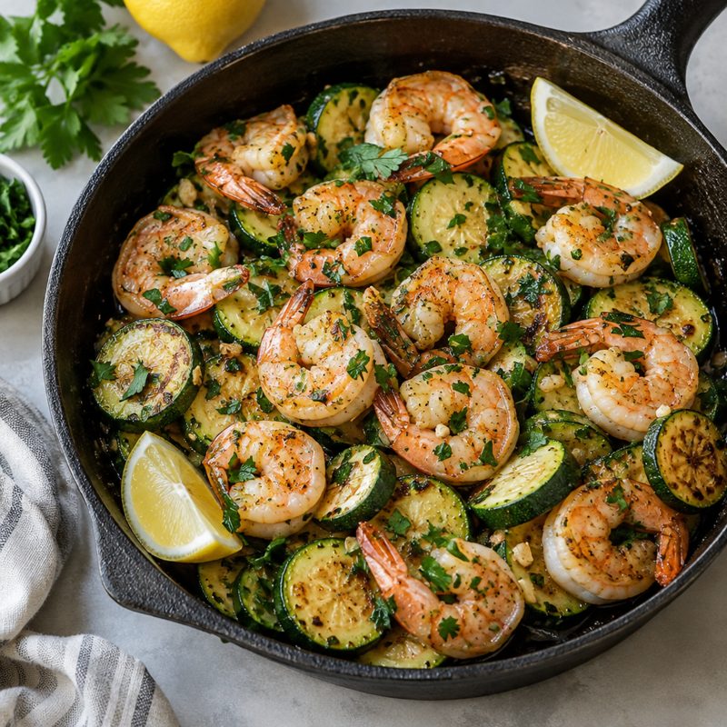 Italian Garlic Shrimp & Zucchini Skillet