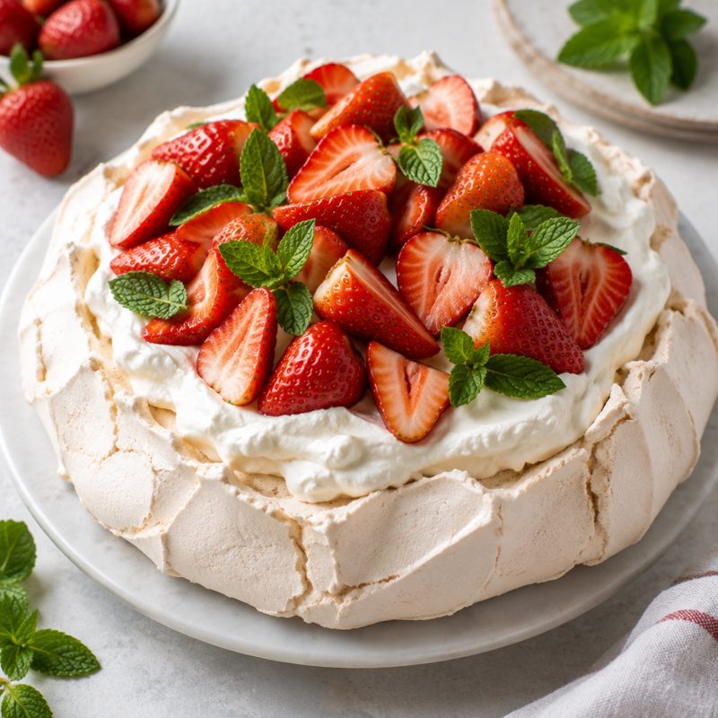 Midsummer Lemon Strawberry Pavlova