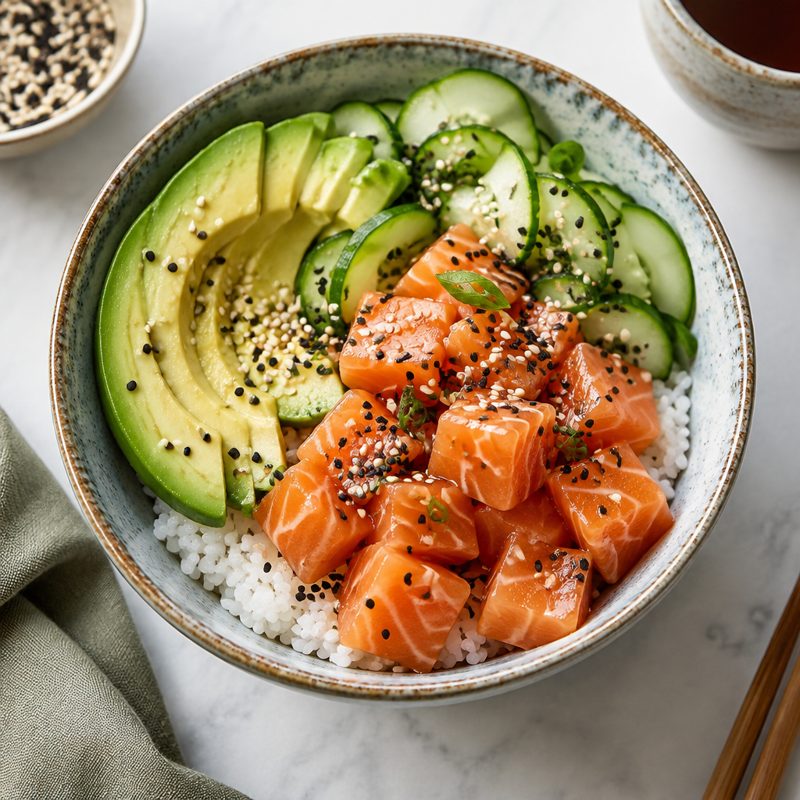 Japanese Style Fresh Salmon Rice Bowl