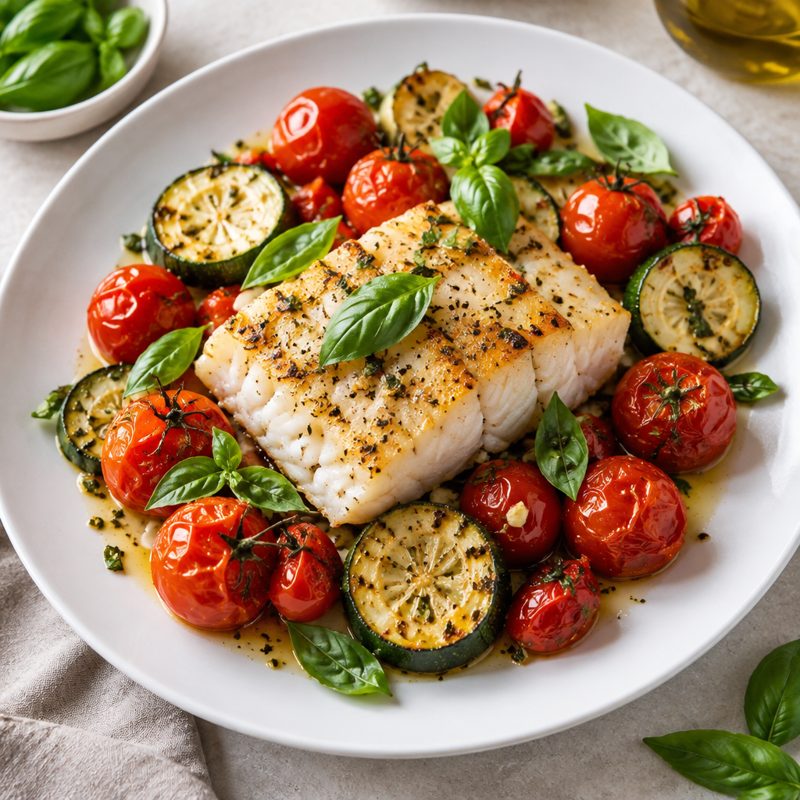 Sheet Pan Herb Cod with Roasted Zucchini