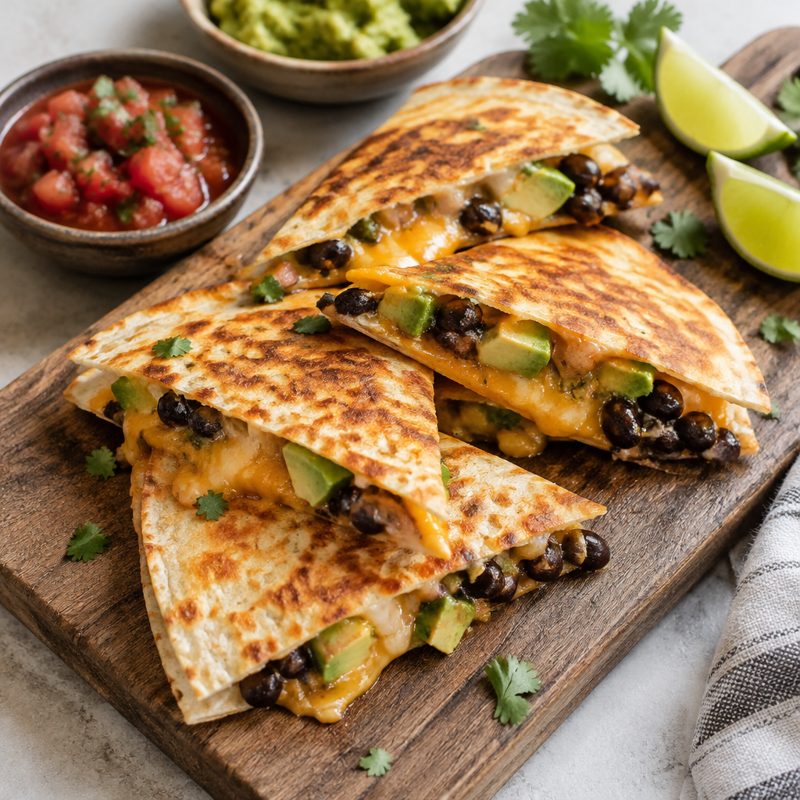 Cheesy Black Bean & Avocado Quesadilla