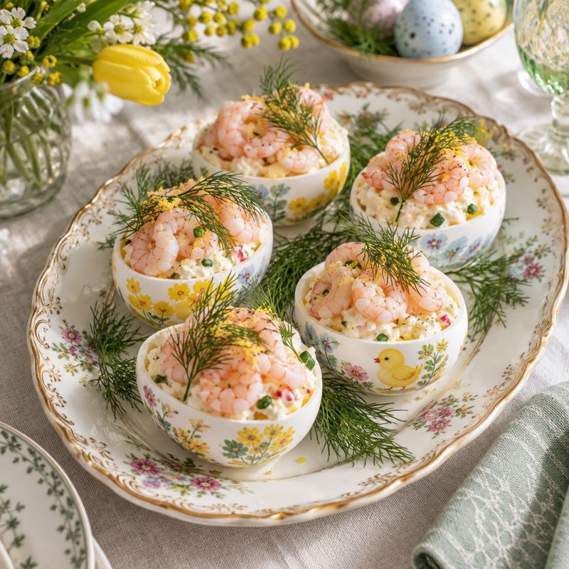 Swedish Easter Egg Halves with Shrimp and Dill