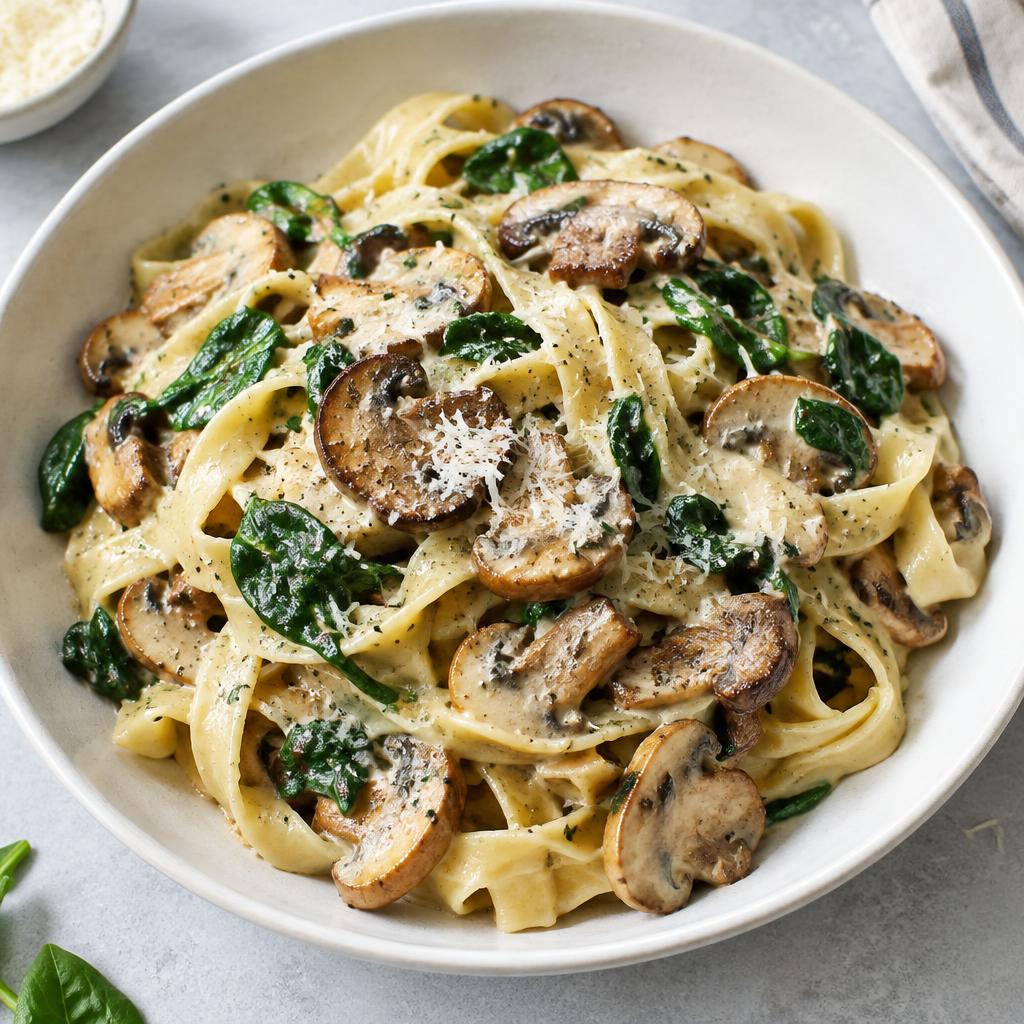 Creamy Mushroom & Spinach Pasta